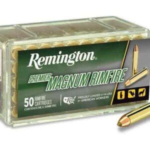 Remington Premier Rimfire .22 Winchester Magnum Rimfire 33 Grain AccuTip-V Brass Cased Rimfire Ammo, 500 Rounds