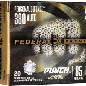 Federal Premium Personal Defense Punch Ammunition 380 ACP 85 Grain Jacketed Hollow Point Box of 20
