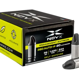 NovX Engagement Extreme Self-Defense Ammunition 380 ACP +P 56 Grain Fluted Lead Free