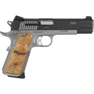 SIG Sauer 1911 STX Full-Size .45 ACP Semi Auto Pistol 5" Barrel 8 Rounds Night Sites Steel Frame Maple Wood Grips Two Tone Black/Stainless Finish