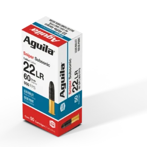 Aguila 22 Sniper Subsonic 60gr 22LR Ammunition - Lead Solid Point Rimfire Target/Range 1000 Per case 50 Per Box