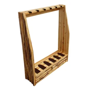 Rush Creek Creations Rustic Series 6 Gun Rack with Storage Solid Skip Peel Pine