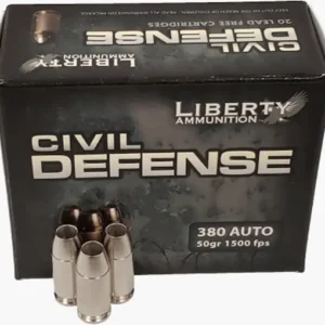 Liberty Civil Defense Ammunition 380 ACP 50 Grain Fragmenting Hollow Point Lead-Free Box of 20