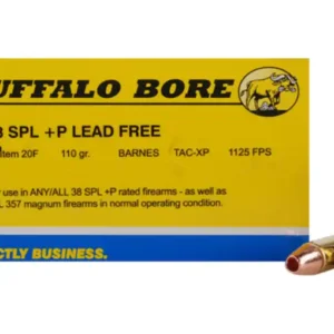 Buffalo Bore Ammunition 38 Special +P 110 Grain Barnes TAC-XP Hollow Point Lead-Free Box of 20
