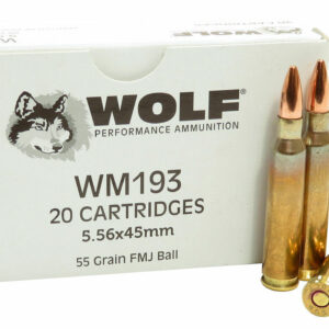 Wolf Gold 5.56mm M193 NATO Ammo 55 Grain Full Metal Jacket – WM193 500 Rounds