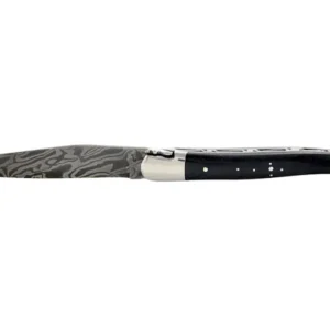 Laguiole Honoré Durand Folding Knife 4.72" Drop Point Damascus Damascus Blade Ebony Wood Handle Brown- Blemished