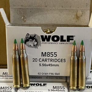 Wolf Gold 5.56mm M855 NATO Ammo 62 Grain Full Metal Jacket – WM855 500 Rounds