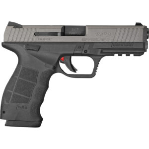SAR USA SAR 9 Striker Fired Pistol 9mm Semi Auto 4.4" Barrel 17 Round Black Finish Polymer Frame Platinum Slide