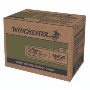 Winchester 5.56 NATO M855 Ammunition 62 Grain Green Tip 1000 Round Case