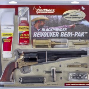 Traditions 1860 Army Redi-Pak Black Powder Revolver 44 Caliber 8" Blued Barrel Brass Frame Walnut Grip